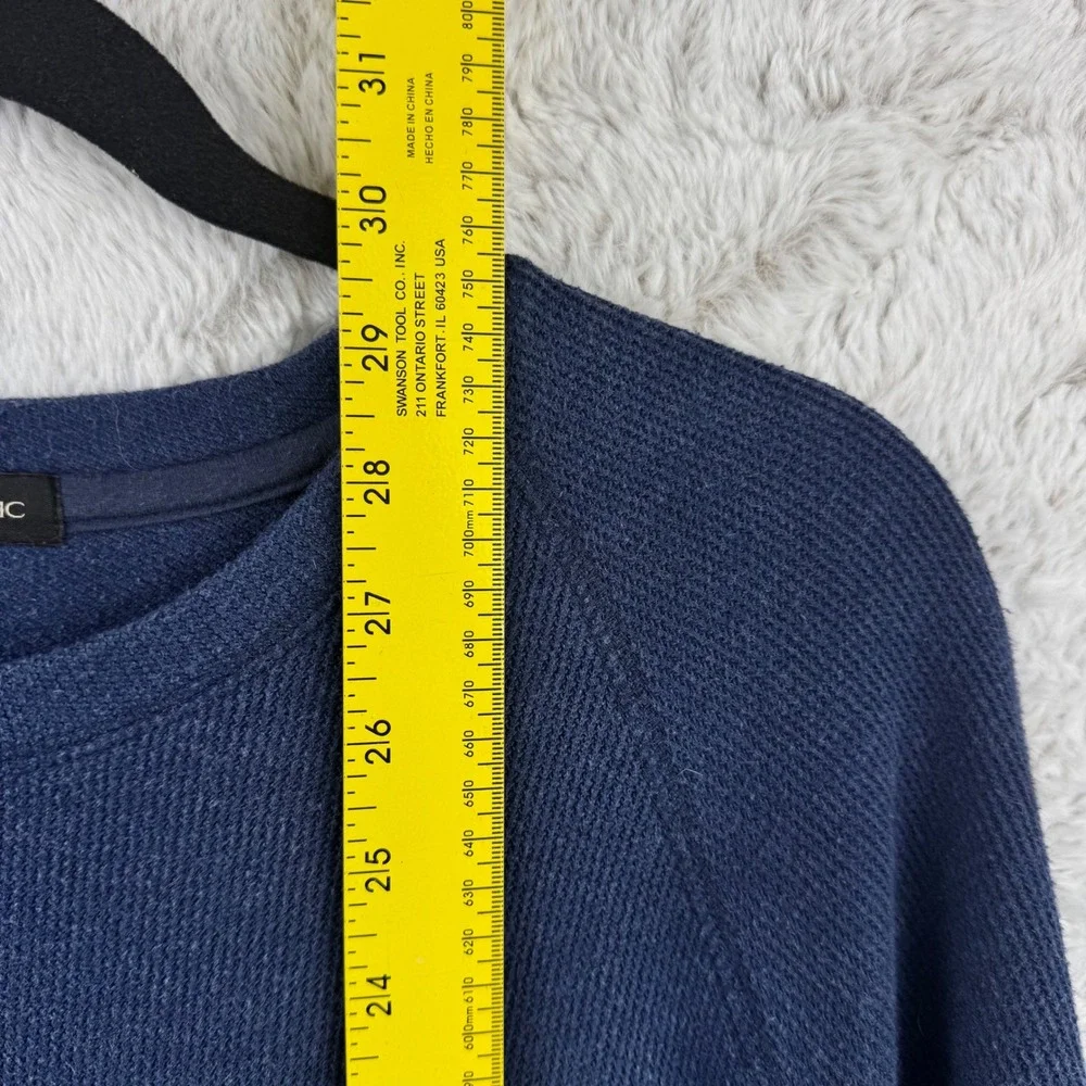 Banana Republic Sweater Men XL Navy Blue Waffle Knit Crewneck Raglan Comfortable